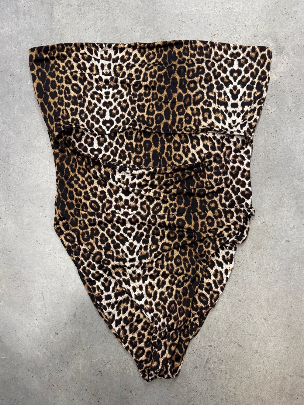 Naked Wardrobe Leopard Cutout Strapless One Piece Swimsuit M/L